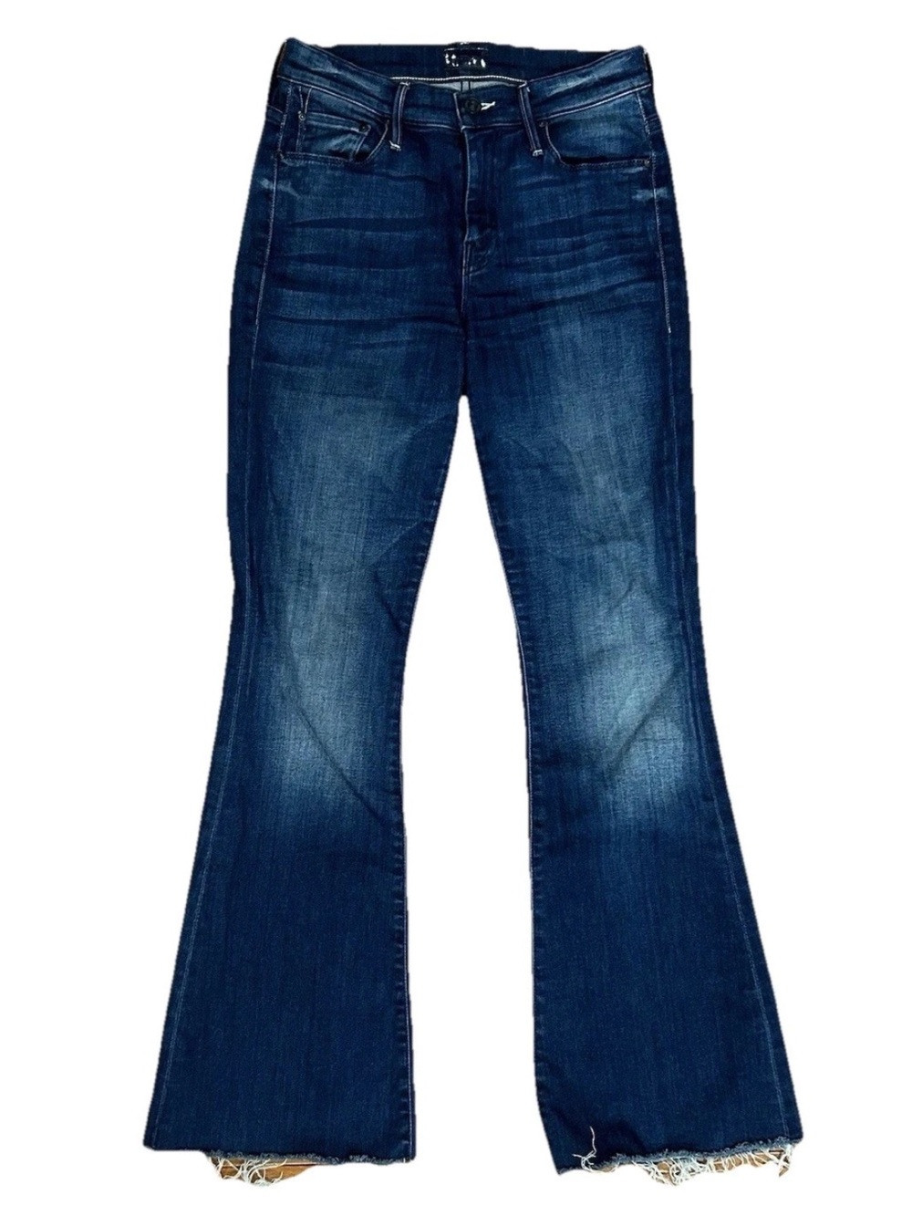 MOTHER The Weekender Fray Jeans Women Size 25 Dark Wash Bootcut Flare Denim